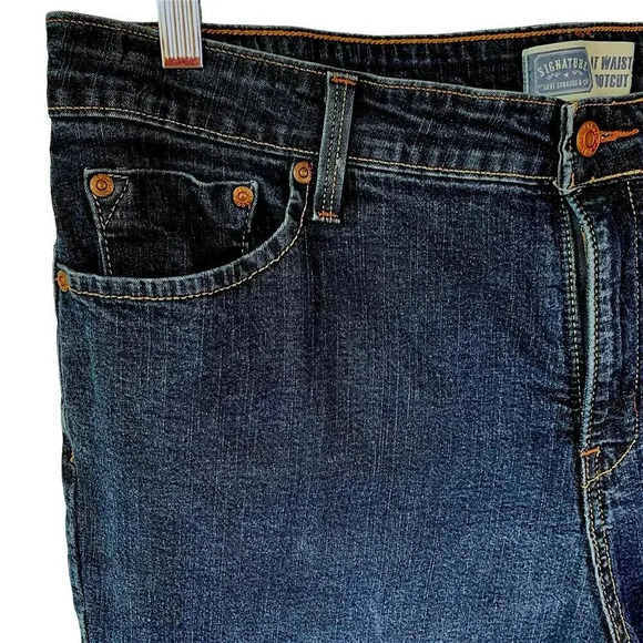 Levi Strauss Signature Bootcut At Waist Denim Stretchy Dark Blue Jeans 16 Short - Picture 6 of 16